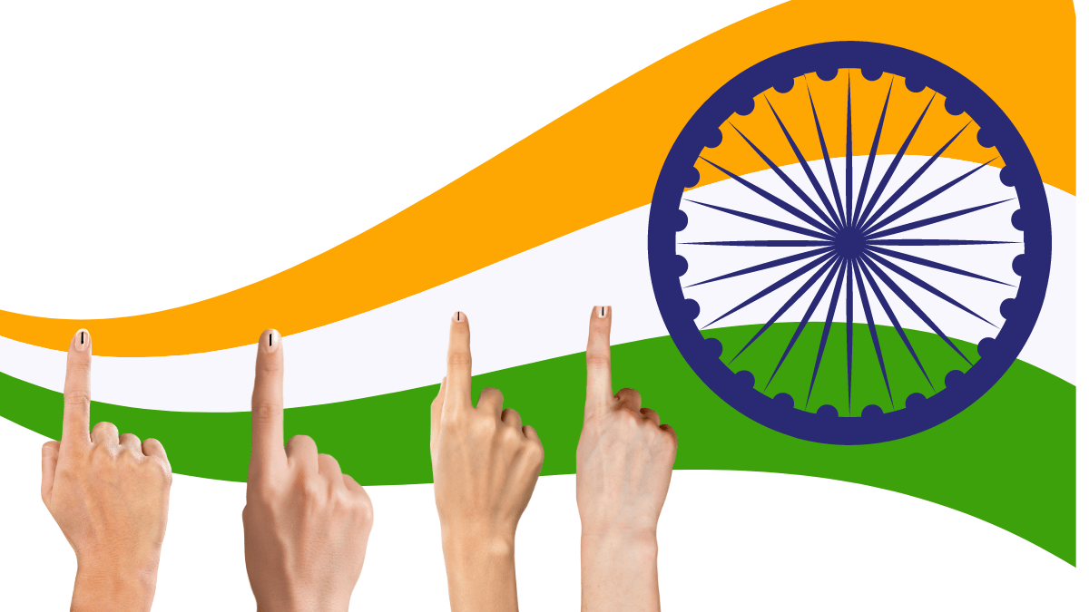 Fingers point at the Indian Flag