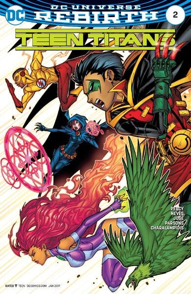 Covert art for Teen Titans (Vol 6) #2, released in January 2017.