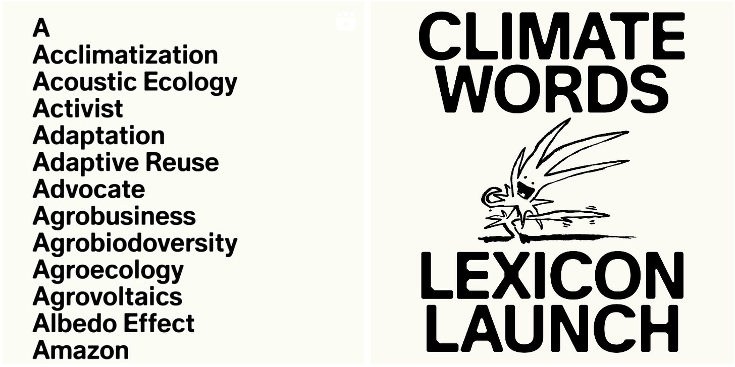 A list of terms defined on ClimateWords.org, a new lexicon for climate literacy