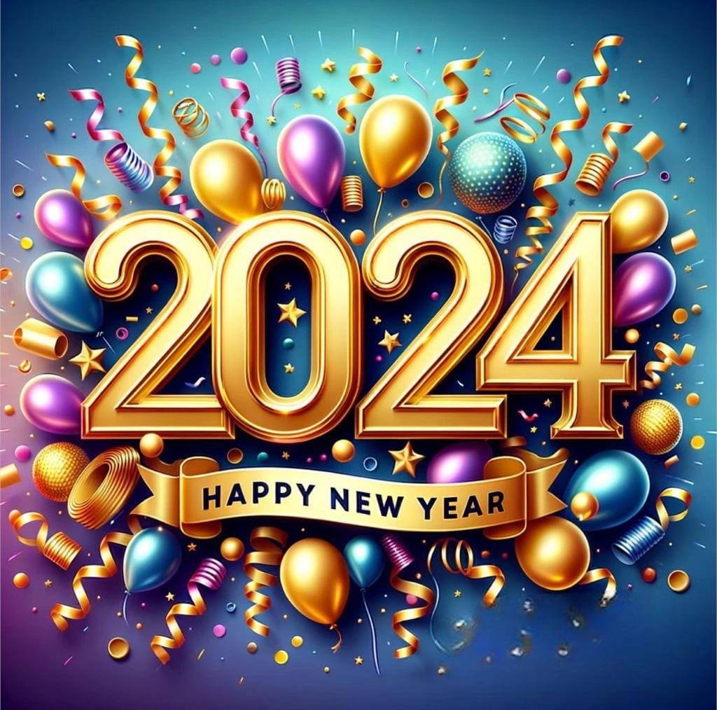 May be an image of fireworks and text that says '2024 HAPPY NEW YEAR'