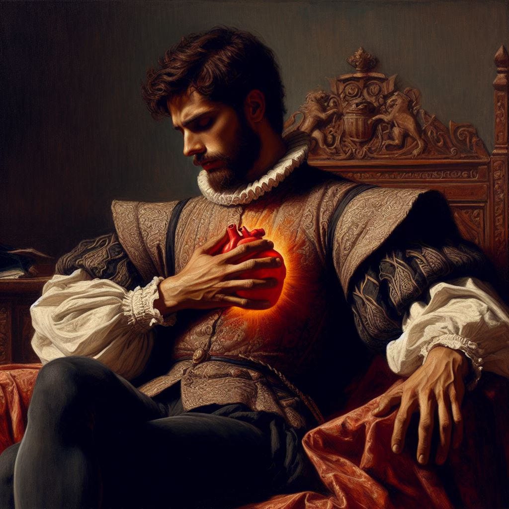 A man holding his visible heart