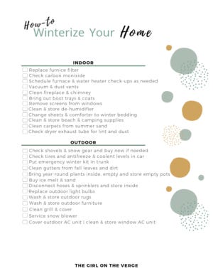 Winterize Your Home Printable | Reeve Klatt