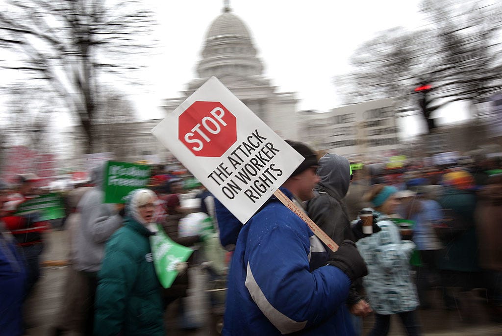 A labor protester A labor protester