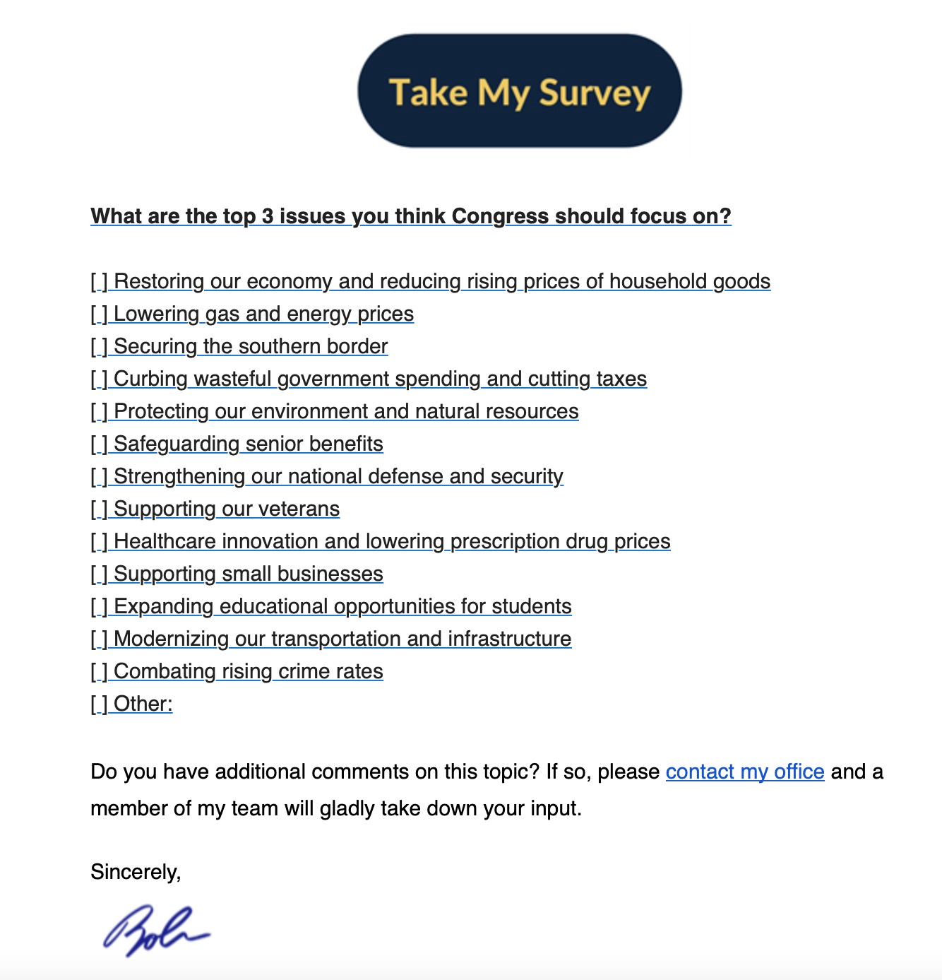 A survey form with a signature

Description automatically generated