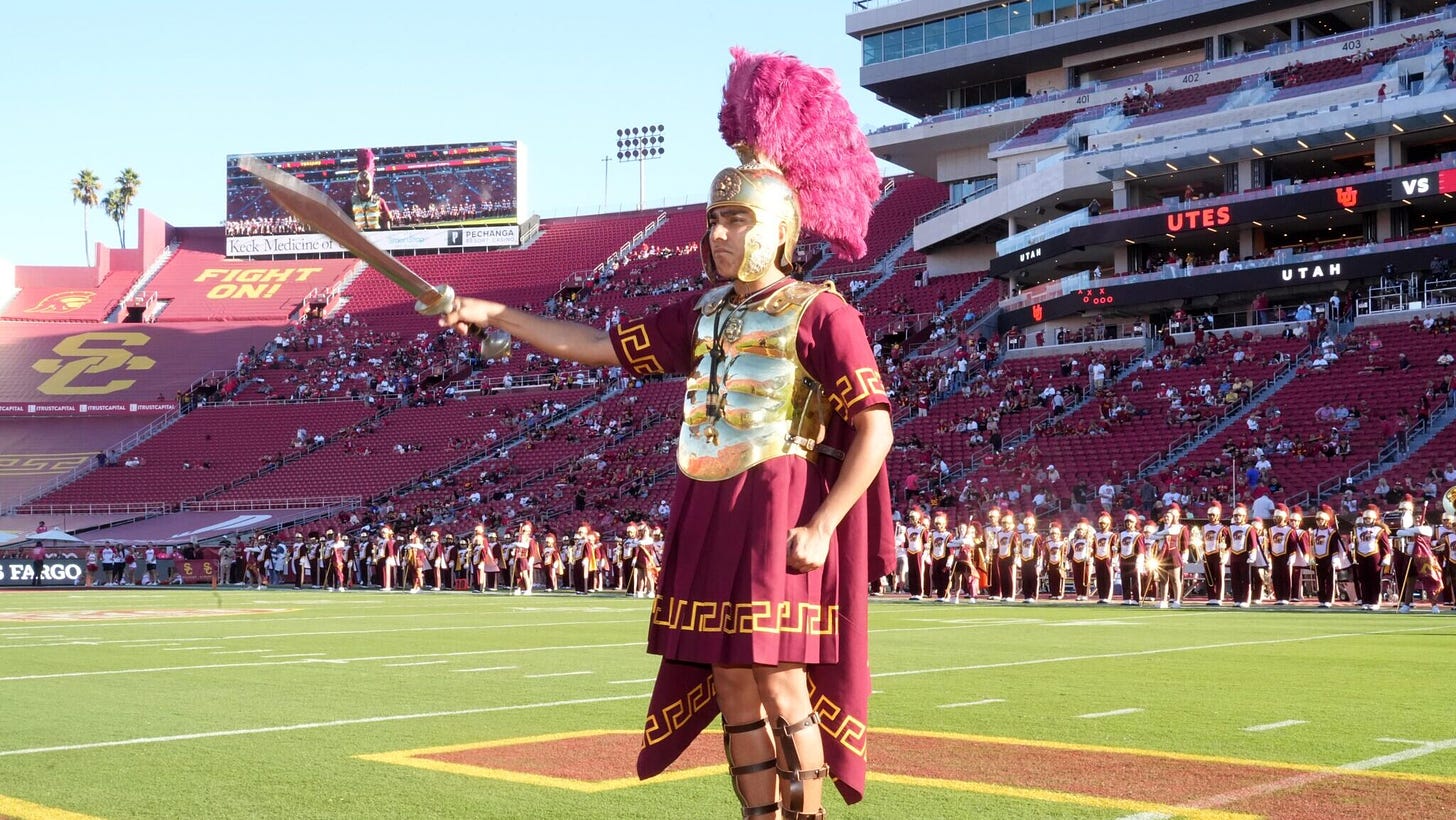 USC Trojan mascot botches sword plant ahead of LSU showdown