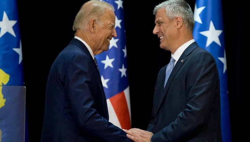 Хашим Тачи, бывший президент Республики Косово, и Джо Байден, действующий американский президент 
