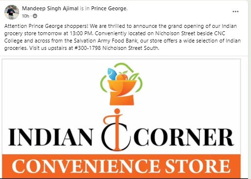 Attention Prince George shoppers! We are thrilled to announce the grand opening of our Indian grocery store tomorrow at 13:00 PM. Conveniently located on Nicholson Street beside CNC College and across from the Salvation Army Food Bank, our store offers a wide selection of Indian groceries. Visit us upstairs at #300-1798 Nicholson Street South.