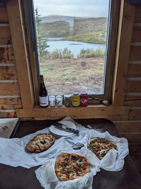 window scene of pizza and pasty