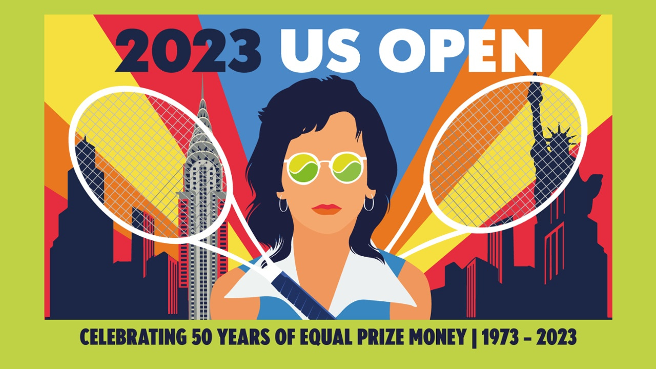 Picture perfect: 2023 US Open theme art celebrates 50 years of equal pay -  Official Site of the 2023 US Open Tennis Championships - A USTA Event