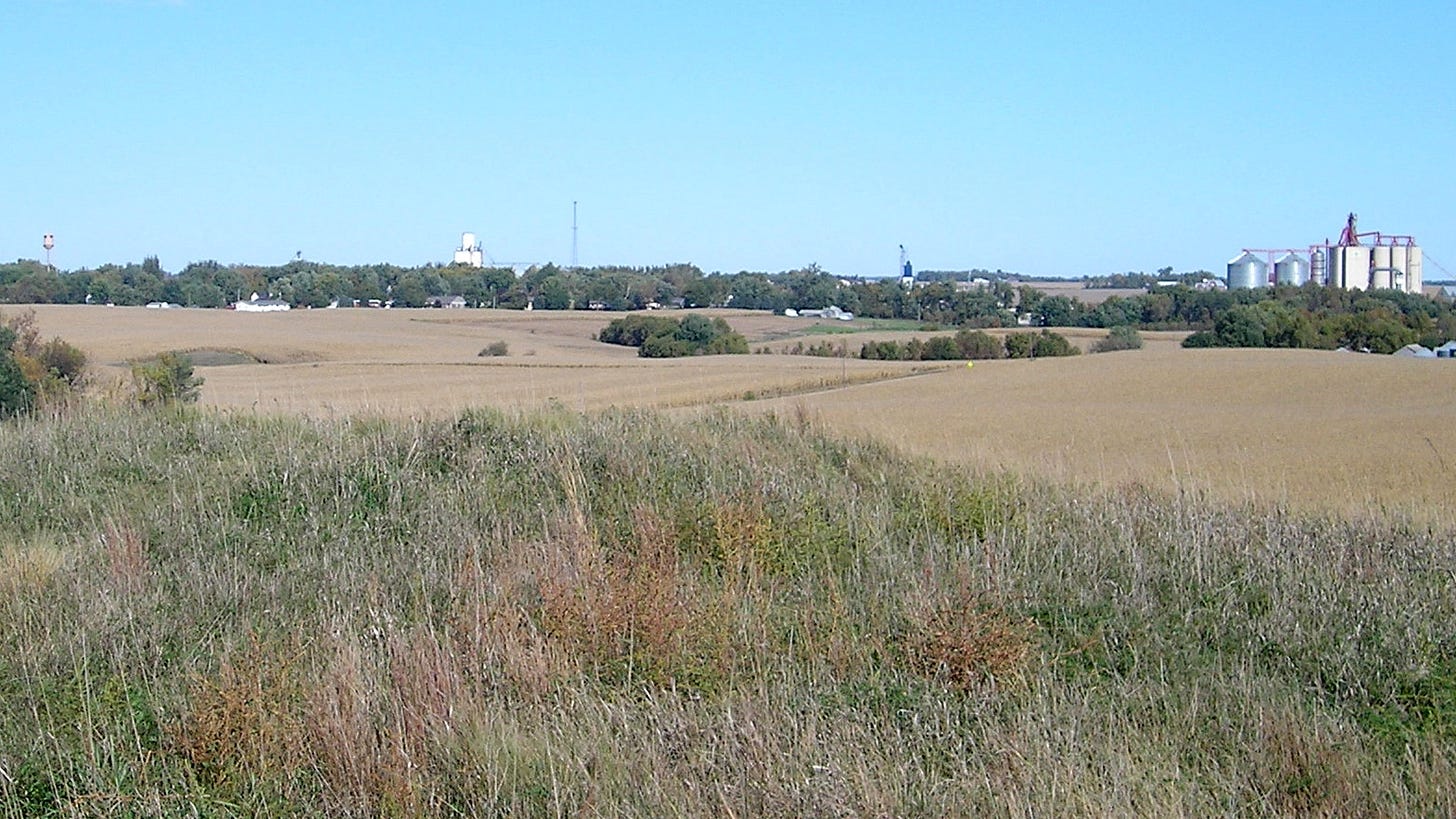 The town of Ocheydan, Iowa, as viewed from Ocheyedan Mound, September 30, 2015. Photo by author.