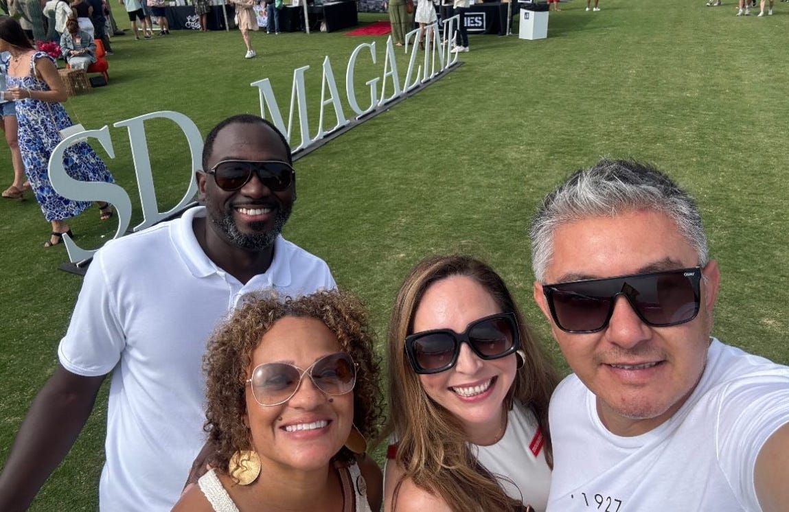 From left are Lionel and Natalie Saulsberry with friends at an event for San Diego Magazine. The Saulberrys overcame tragedy to find each other and now are helping other couples to navigate marriage and relationships. Courtesy photo