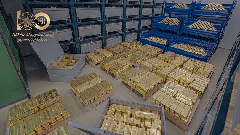 Hungarian monetary gold held domestically displayed for the central bank. Money Metals Exchnage.