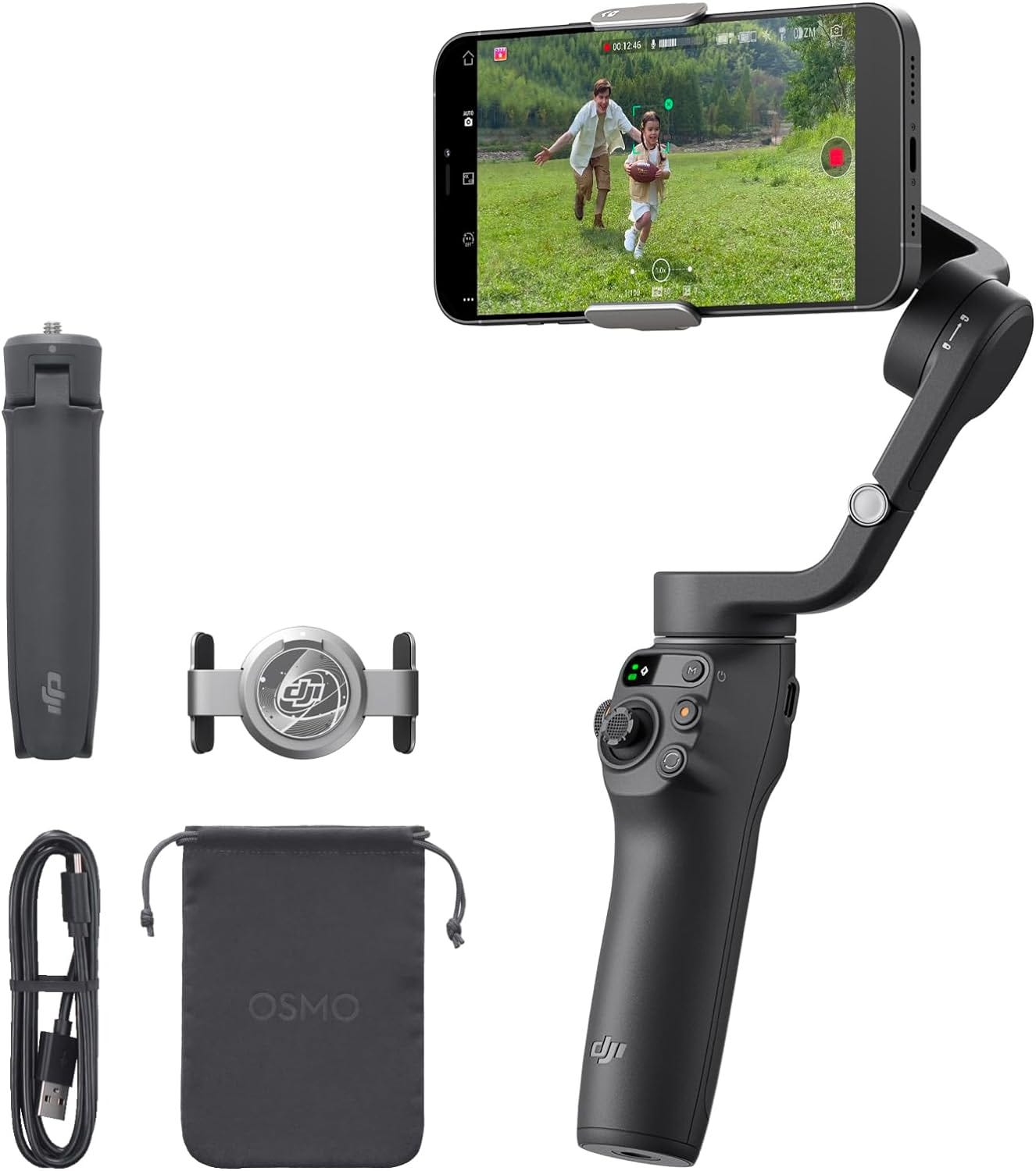 DJI Osmo Mobile 6 smartphone gimbal stabilizer with magnetic mount and subject-tracking for smooth vlogging footage