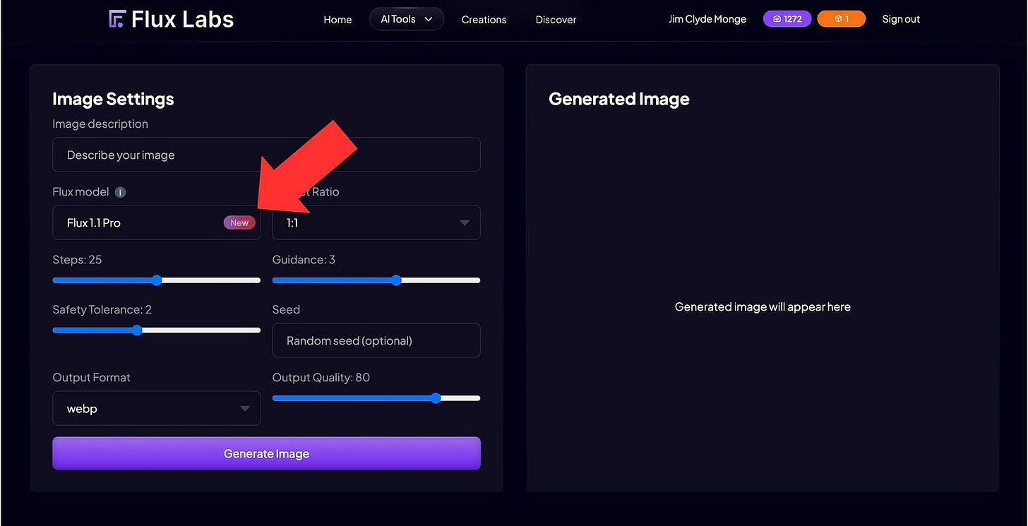 Access Flux 1.1 Pro in Flux Labs AI