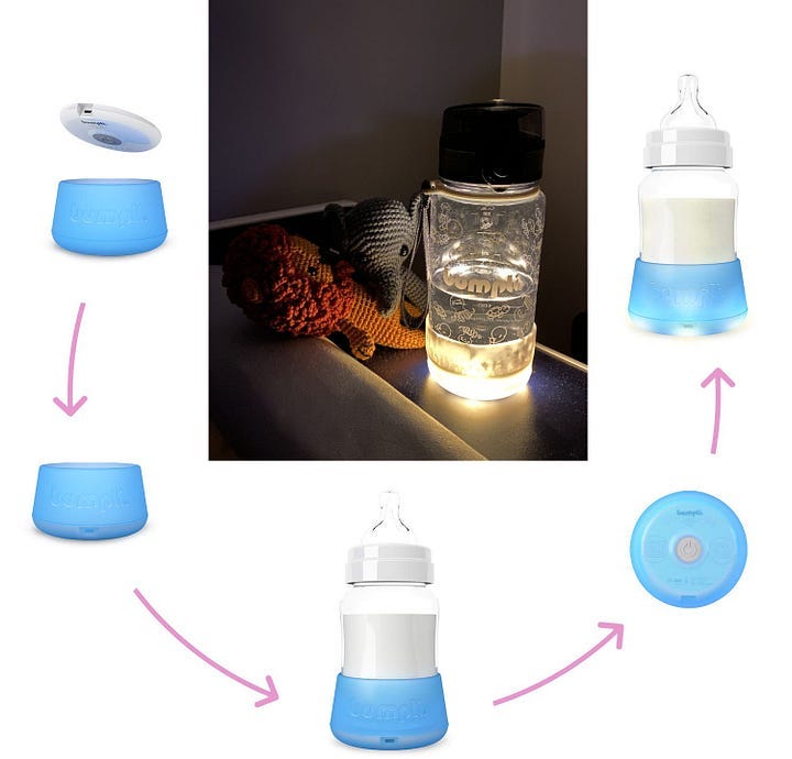 bumpli: A colored silicone cover with an LED light for drinking bottles