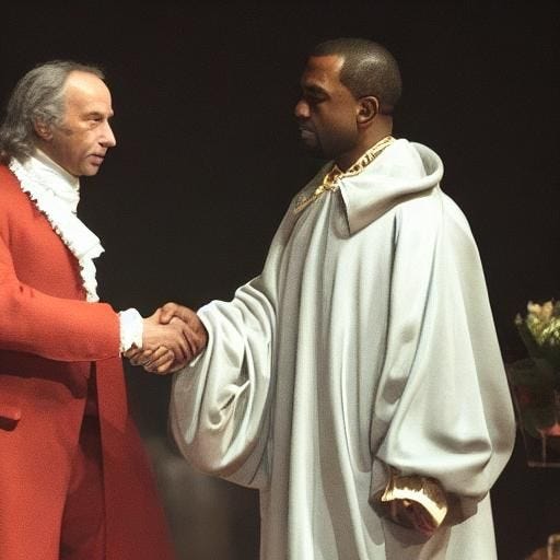 Immanuel Kant and Kanye West shaking hands