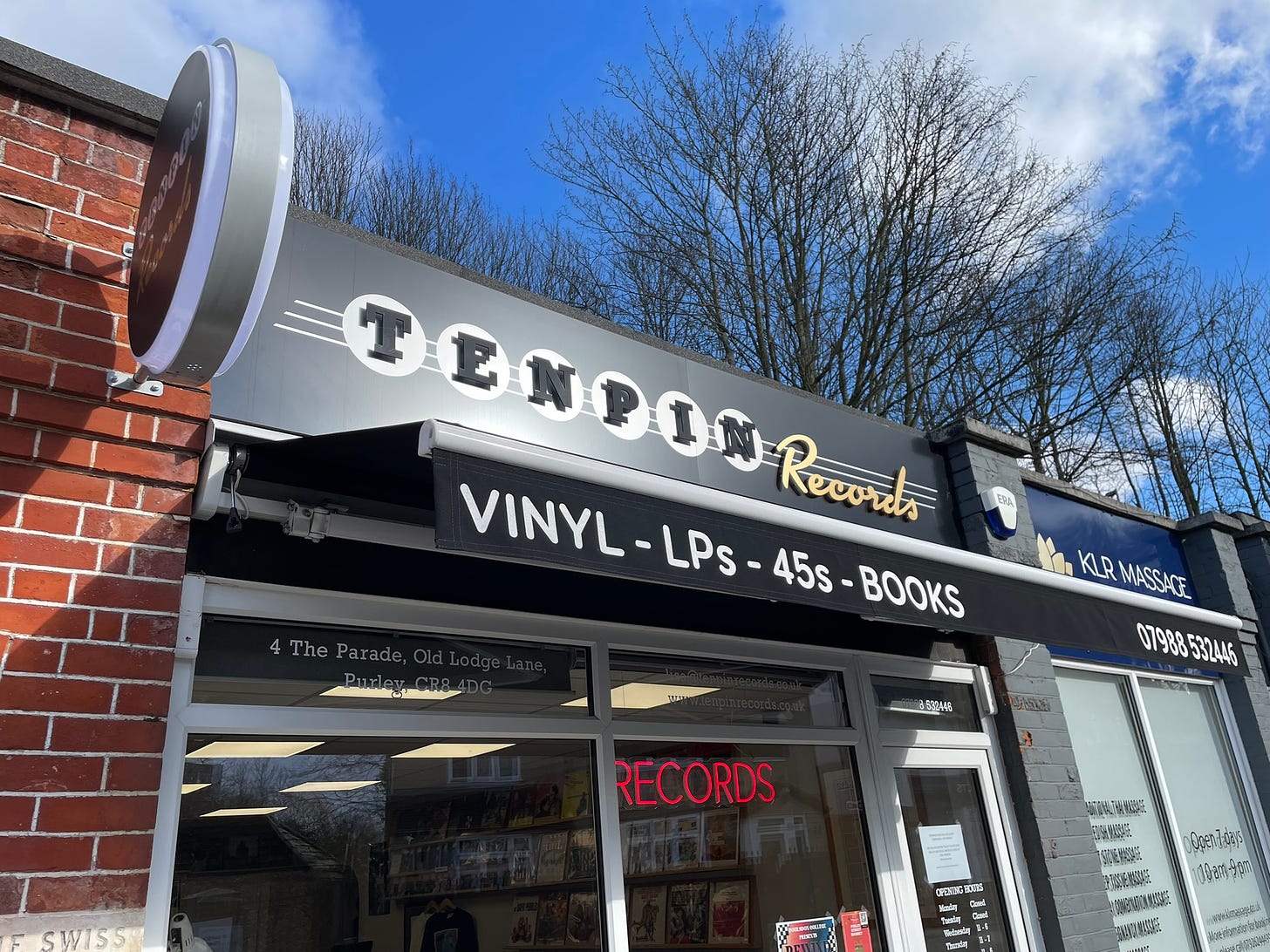 The front of Tenpin Records, Purley
