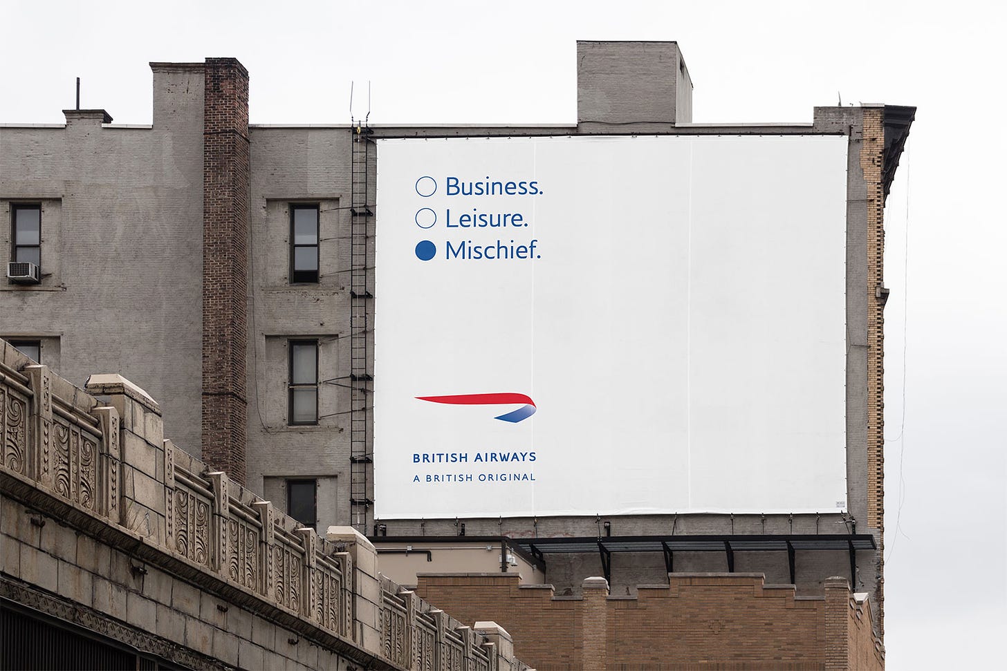 An OOH ad from British Airways' new "A British Original" campaign