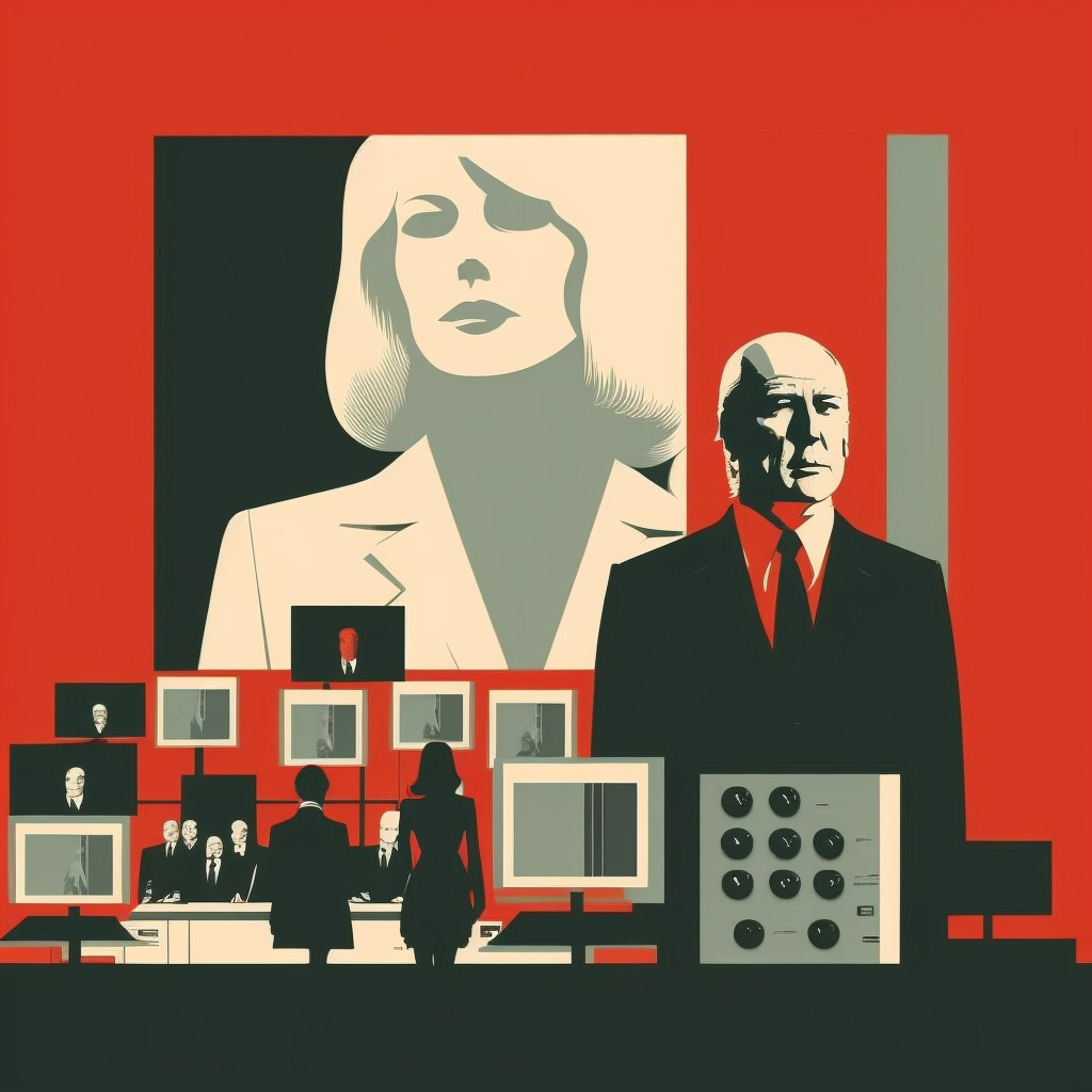 Corporate election, 1970's minimalist illustration