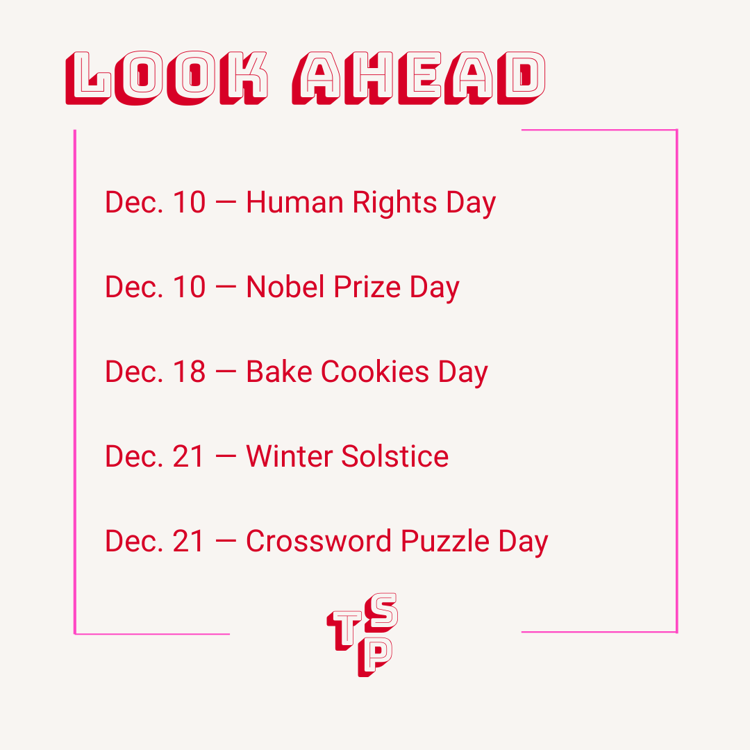Look ahead content calendar for Dec. 10th