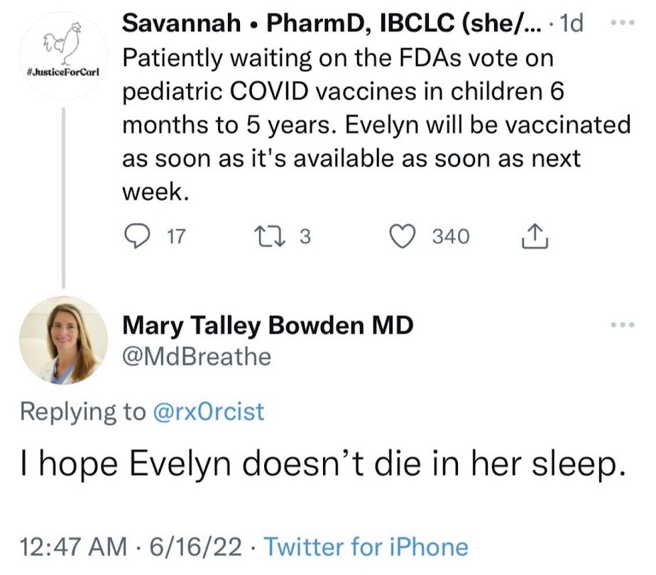 Screenshot of Mary Talley Bowden tweeting the above quote