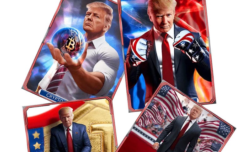 Donald Trump digital trading card NFTs from CollectTrumpCards