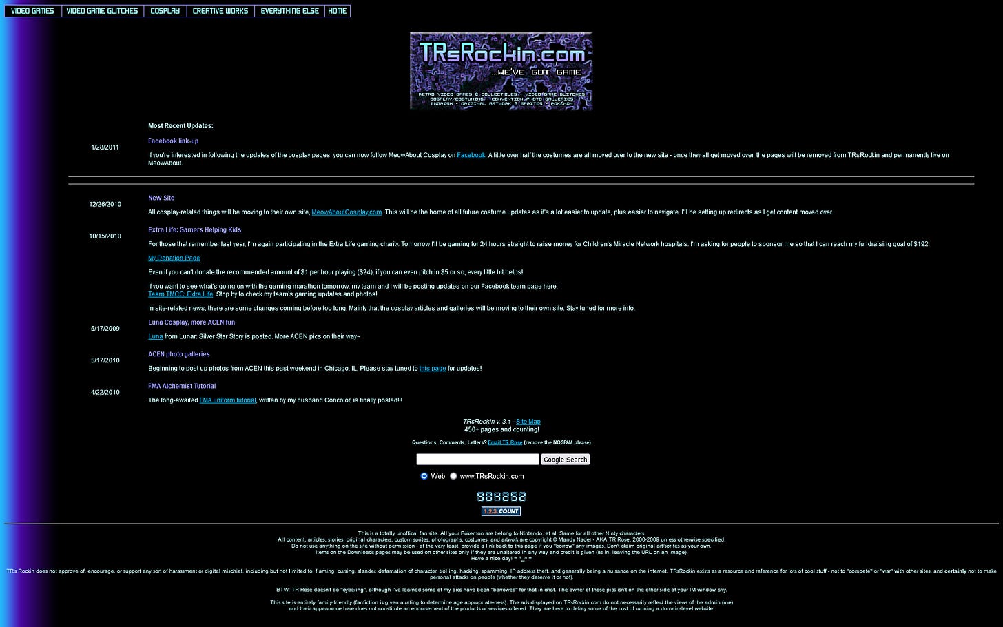 The final update from TRsRockin before its closure in February 2011