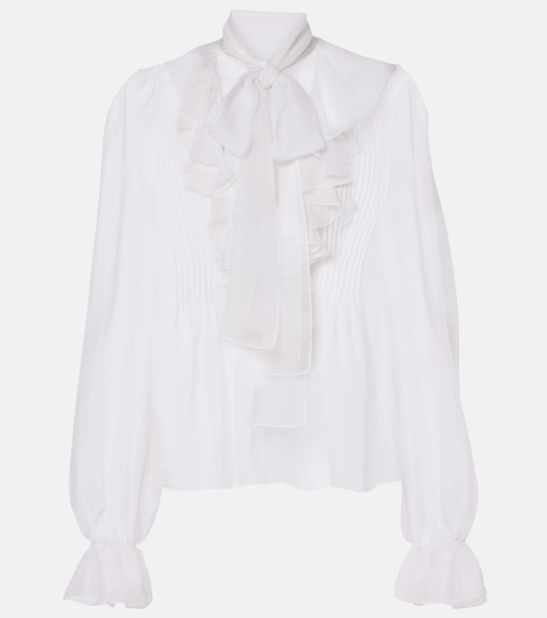 Ruffled tie-neck silk blouse  | Dolce&Gabbana
