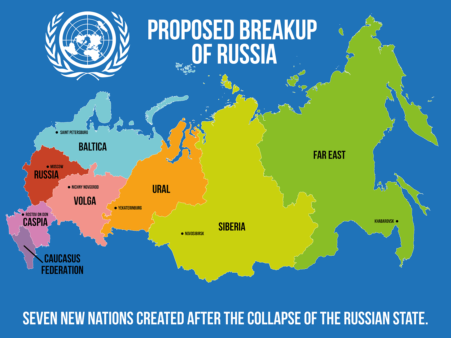 Proposed map of the breakup of Russia into the previously established ...