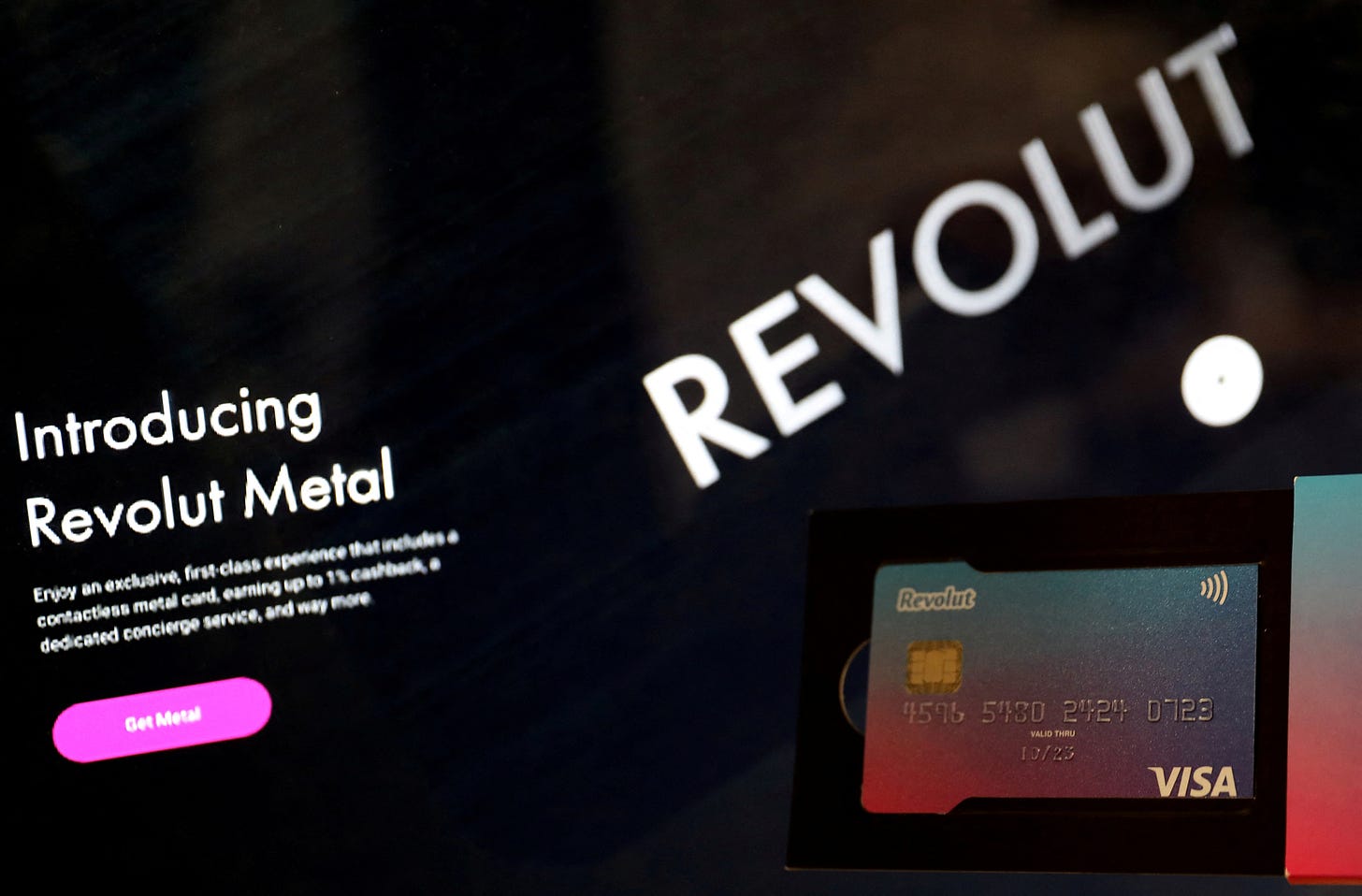 An illustration picture shows a Revolut bank card