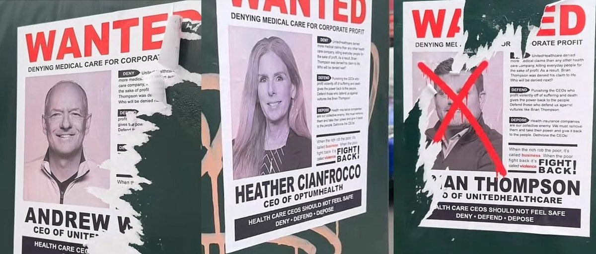 ian bremmer on X: "ominous wanted posters for healthcare ceos popping up in  nyc: https://t.co/DX84tbehDN" / X