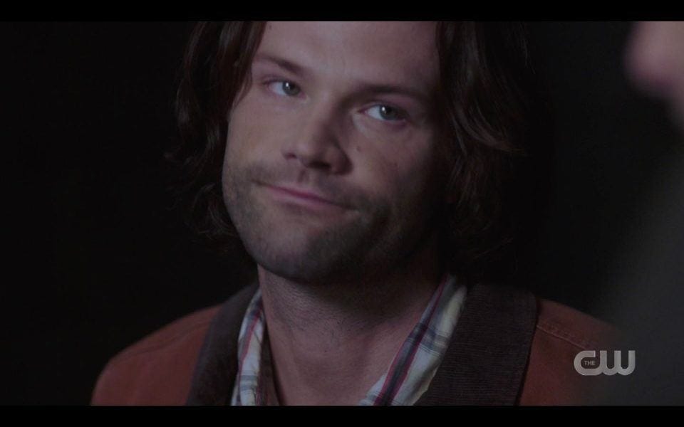 Sam giving Dean Winchester I know you that flask look SPN