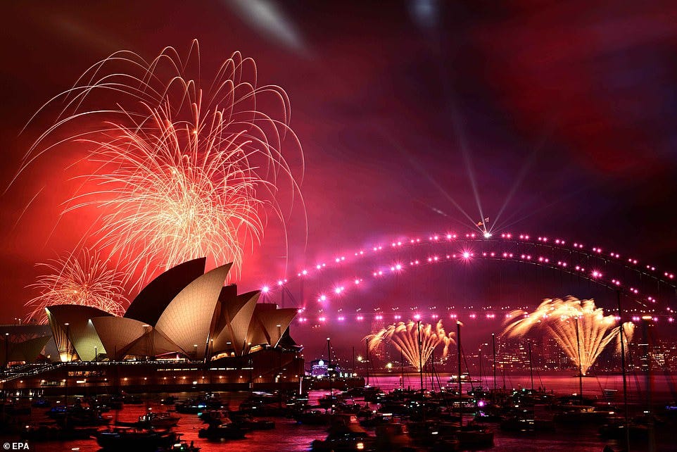 SYDNEY: Fireworks illuminate the sky above the Sydney Opera House and the Sydney Harbour Bridge