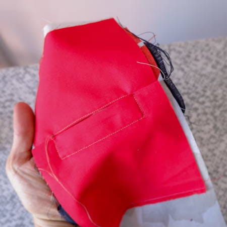 showing the backside of the stitching
