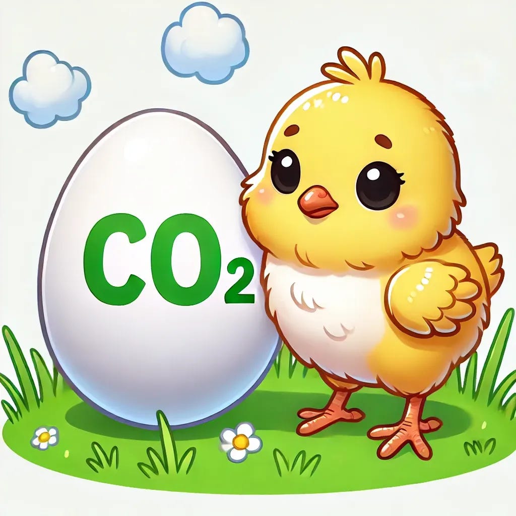 Egg labeled CO2 and baby chick