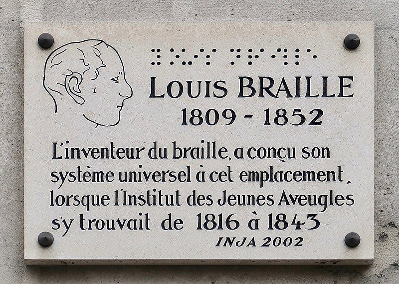 File:Plaque Louis Braille, 2 rue des Écoles, Paris 5e.jpg