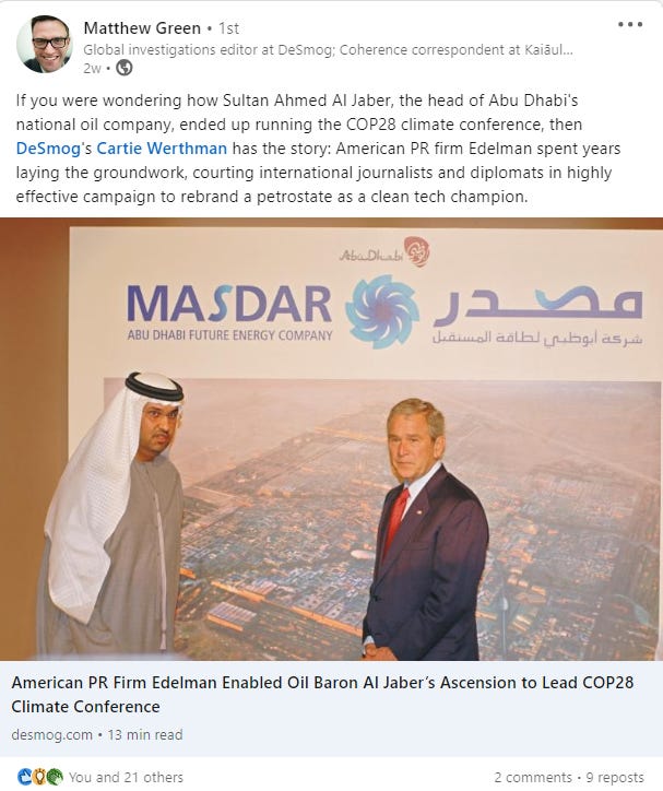 American PR Firm Edelman Enabled Oil Baron Al Jaber's Ascension to