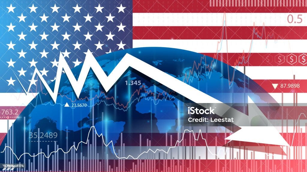 United States economic growth expected to slow down. Supply chain crisis slows economic growth. US economy sees deepest decline on record. USA Stock Photo