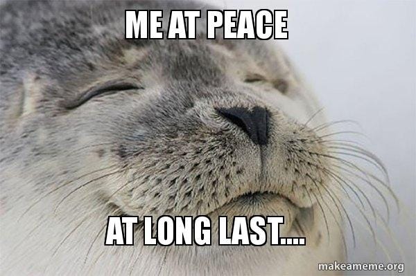 Me at peace at long last.... - Satisfied Seal | Make a Meme
