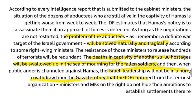 r/fight_disinformation - YNet says Netanyahu, Smotrich, Ben Gvir are waiting for the hostages to die. The issue of the hostages in Gaza will be solved 'naturally and tragically.'