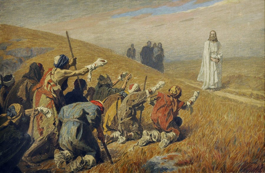 Jesus heals 10 lepers, and one, the Samaritan, returns to give thanks. -  Saint Clare of Assisi, Surprise, AZ