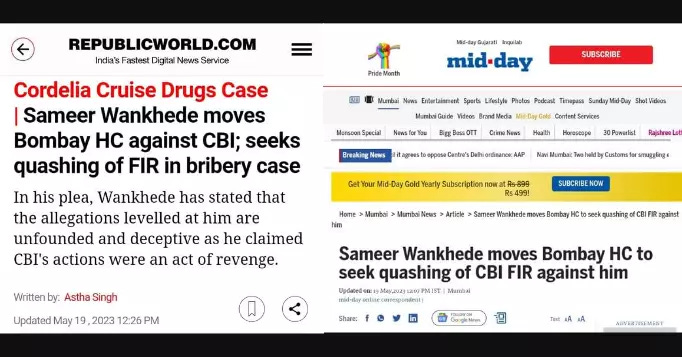 Sameer Wankhede moves Bombay HC against the CBI and seeks quashing of the FIR in the bribery case. Sameer Wankhede moves Bombay HC to seek quashing of the CBI FIR against him.