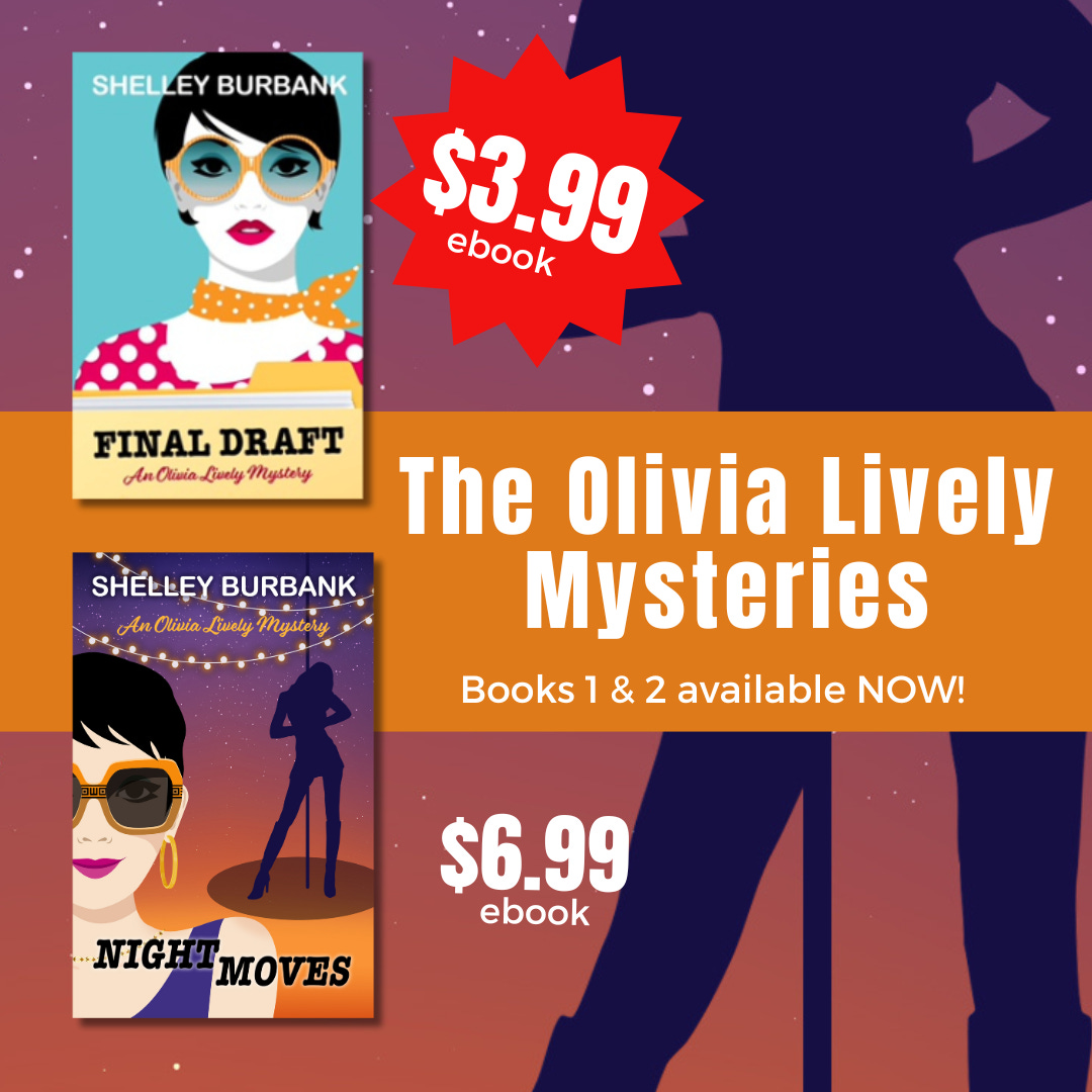 Two book covers with female faces: Final Draft and Night Moves. In the background is an enlarged silhouette image of a woman dancer. Stickers with $3.99 and $6.99 are next to the covers. 