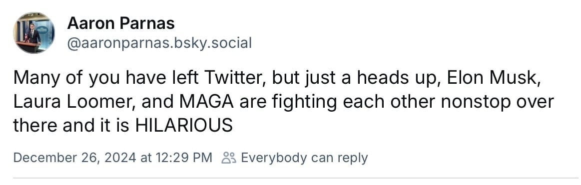 Many of you have left Twitter, but just a heads up, Elon Musk, Laura Loomer, and MAGA are fighting each other nonstop over there and it is HILARIOUS Many of you have left Twitter, but just a heads up, Elon Musk, Laura Loomer, and MAGA are fighting each other nonstop over there and it is HILARIOUS
