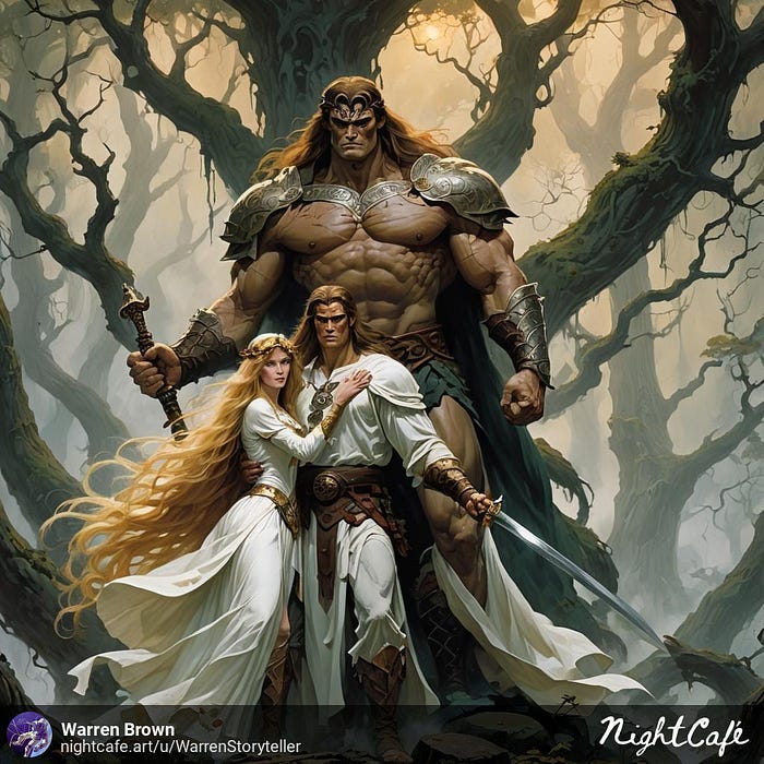 Barbarian and loving couple.