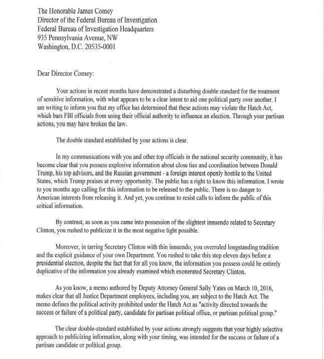 harry reid letter to james comey