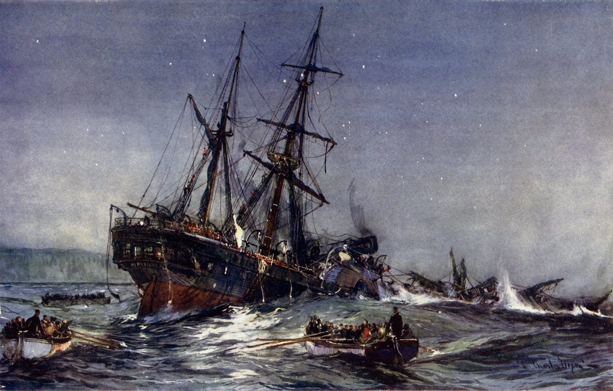The Wreck of the Birkenhead, 1852  by Charles Edward Dixon