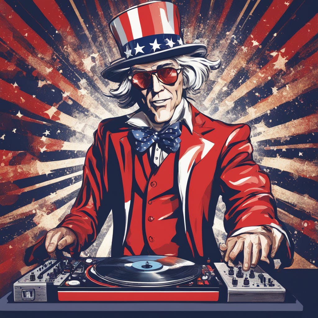 image of uncle sam spinning records