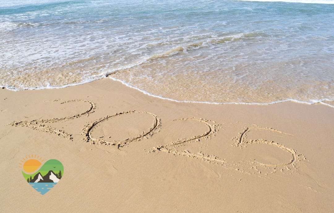 A sandy beach with the word summer written in the sand