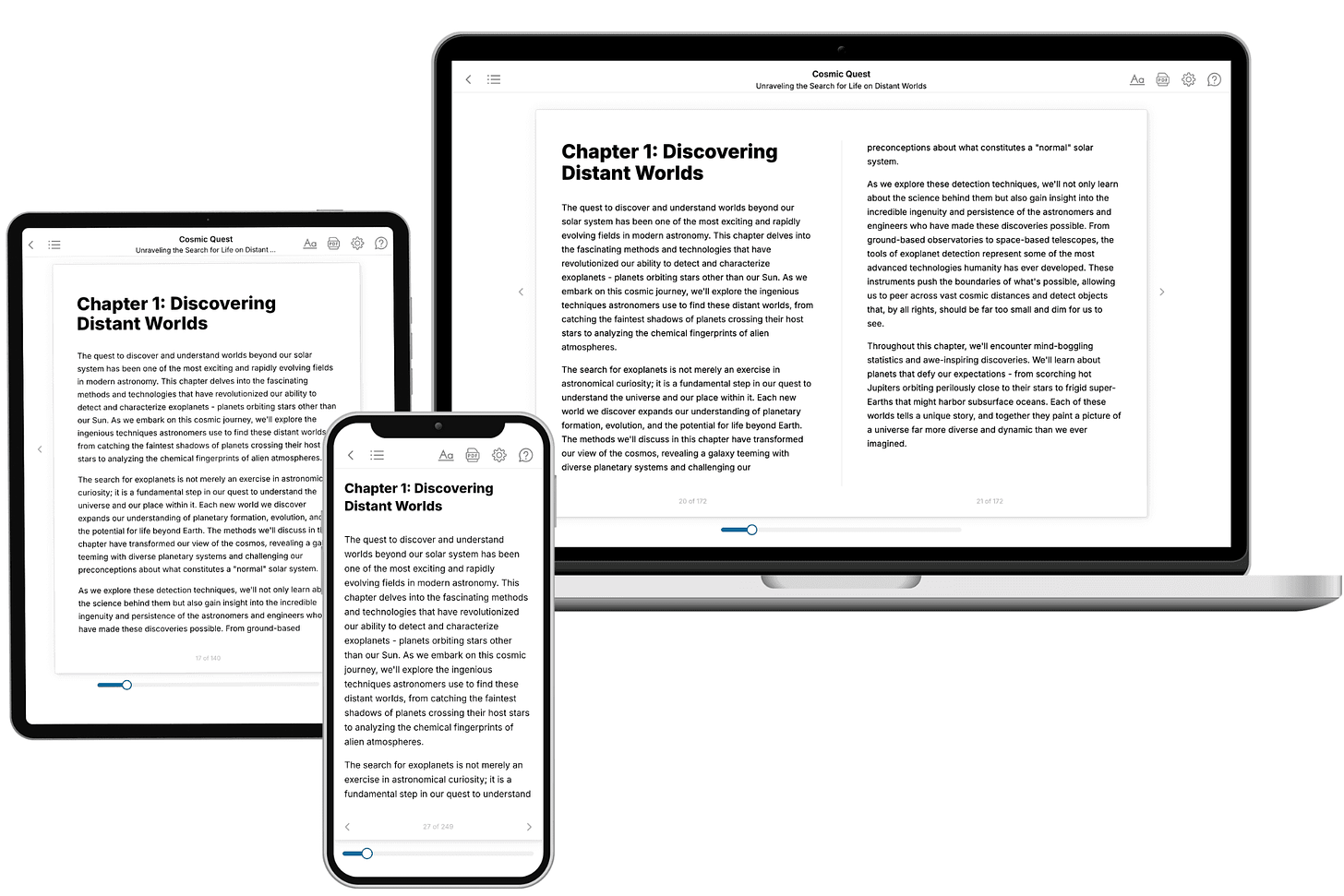 Screenshot of online reader across different devices